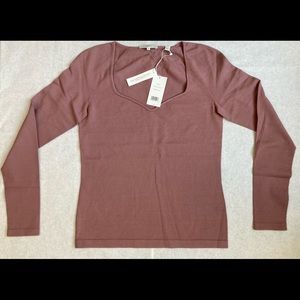 VINCE SWEETHEART NECK KNIT TOP